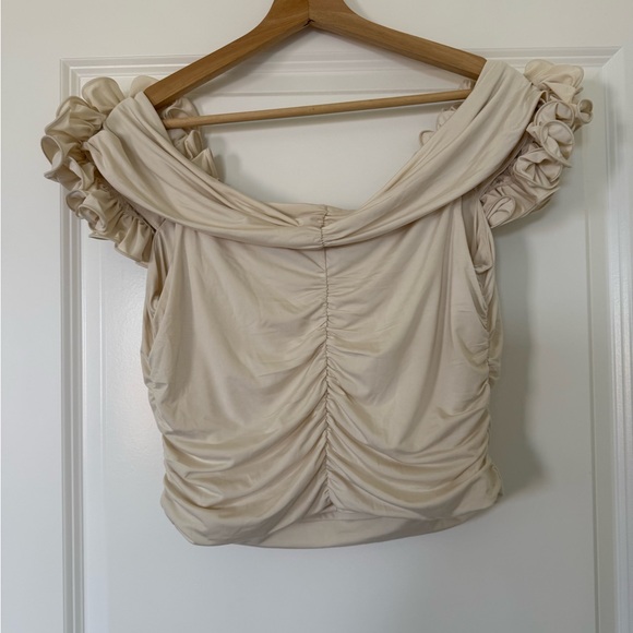 Express Cream Ruffle Blouse - Picture 2 of 4